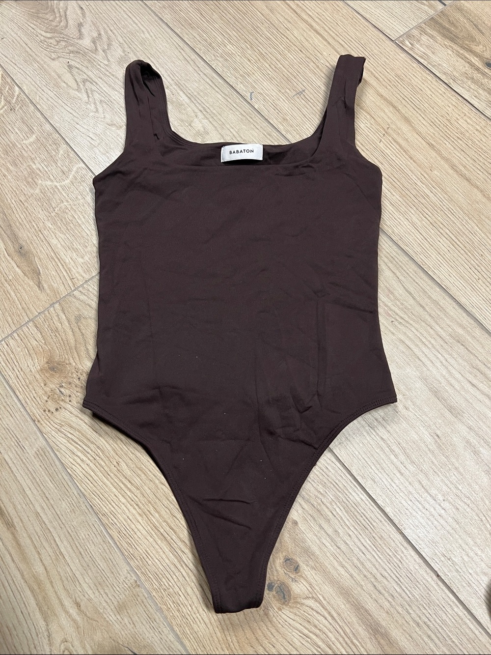 Babaton Brown Sleeveless Scoop Neck Bodysuit